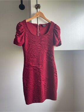 Forever 21 Burgundy Textured Scoop-Neck Mini Dress